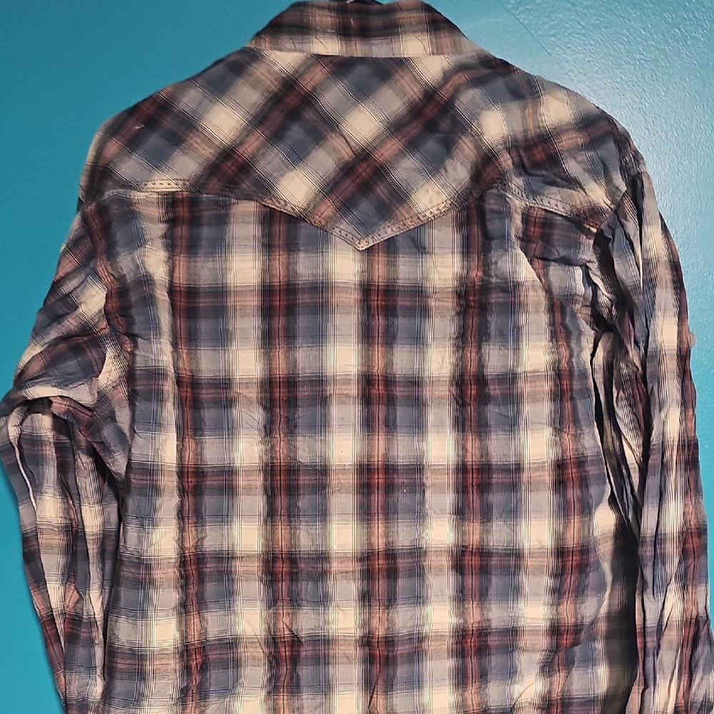 Wrangler Men's Plaid Shirt - Blue and Red - Picture 3 of 3